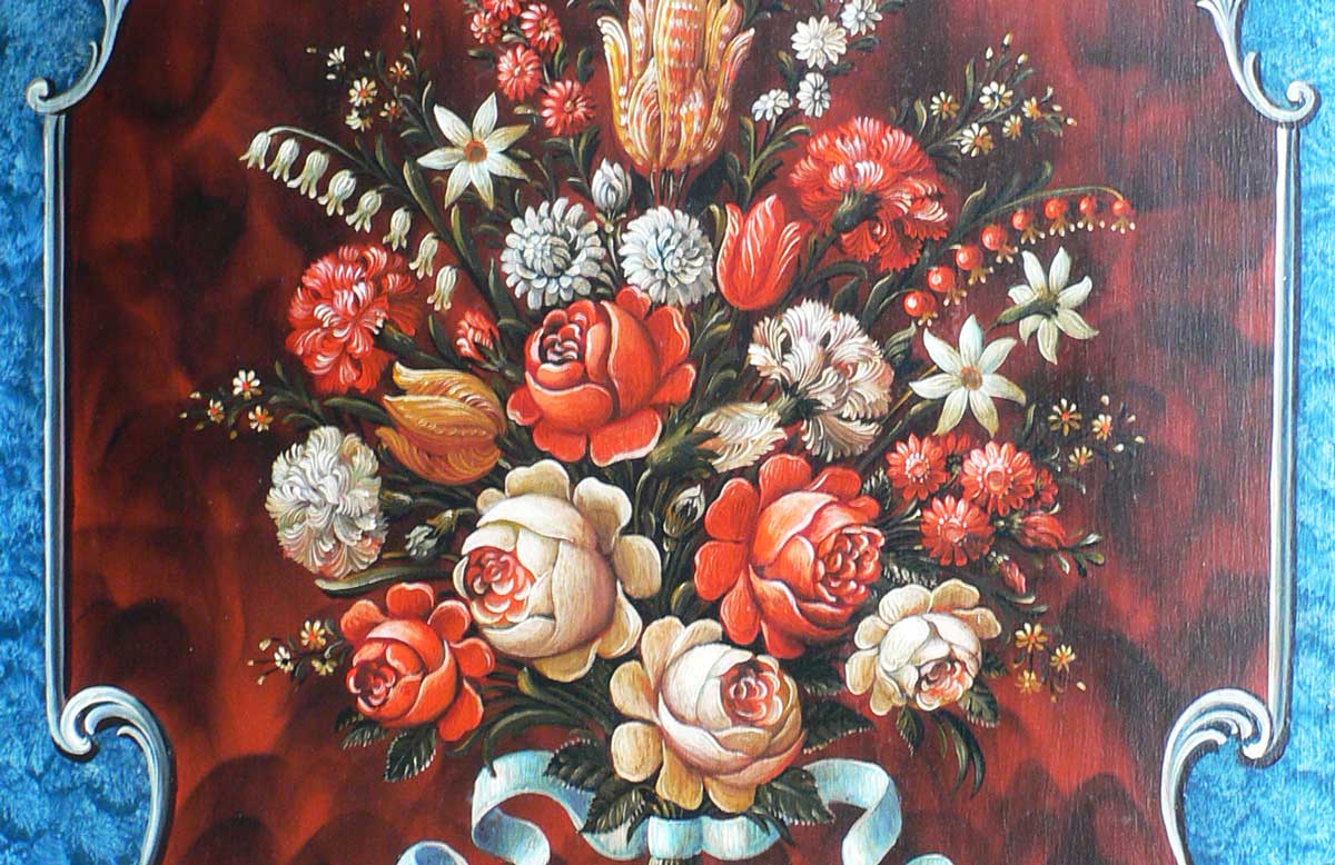 Werner Schmutz - Floral Composition - Swiss Folk Art Motif - Village ...