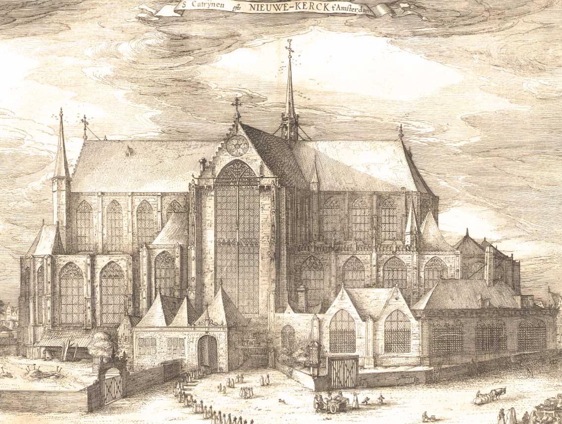 Amsterdam - De Nieuwe Kerk - Elegant 18th Century Antique Engraving ...