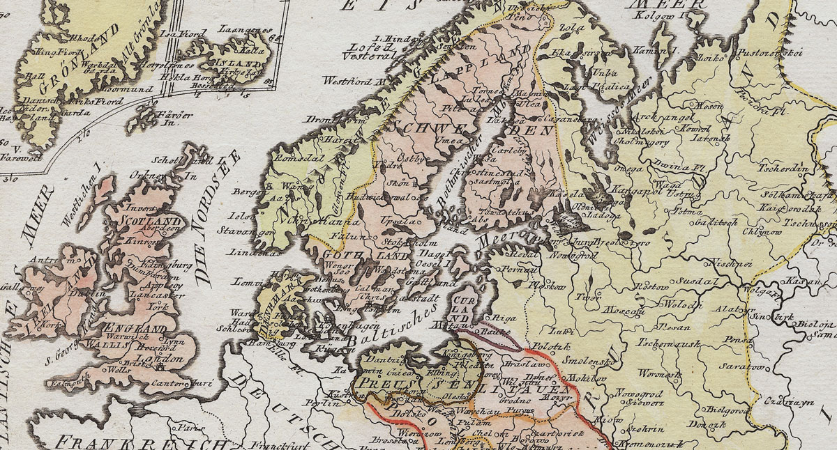 Antique Maps by F. J. v. Reilly from Schauplatz der fünf Theile der ...