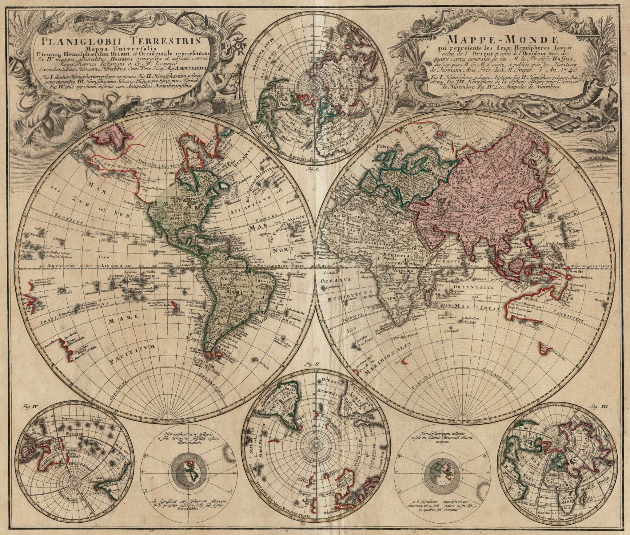 Homann's Heirs - Planiglobe Terrestris Mappe Monde (1746) - Village ...