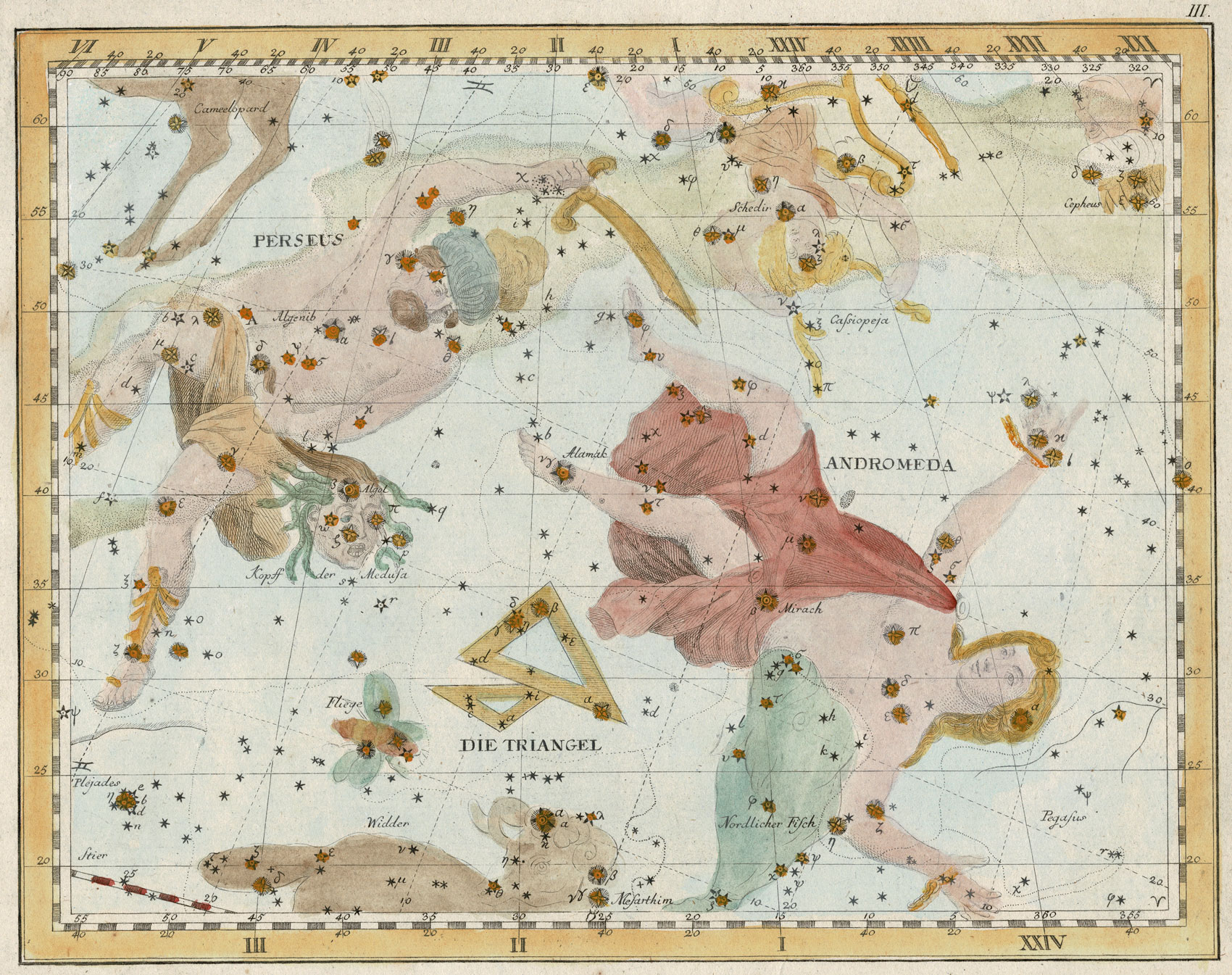 Star Map by Johann Elert Bode - Plate III - Andromeda, Perseus ...